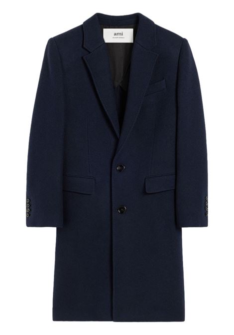 single breasted coat man navy in wool AMI PARIS | HCO010.WV00494011